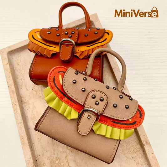 Mini Hamburger Leather Bag Charm