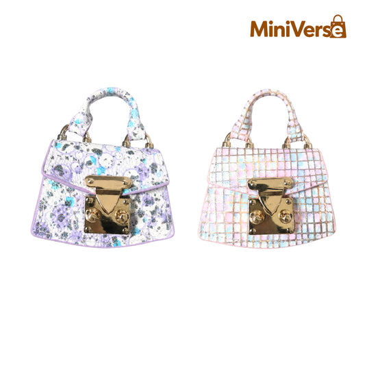 Mini Embossed Leather Fan Bag Charm