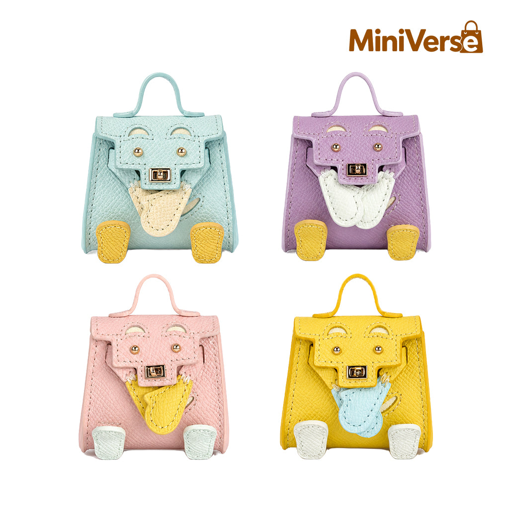 Mini Pebbled Leather Top Handle Bag Charm