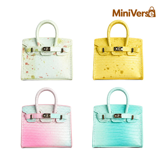 Mini Ombre Embossed Leather Top Handle Bag Charm