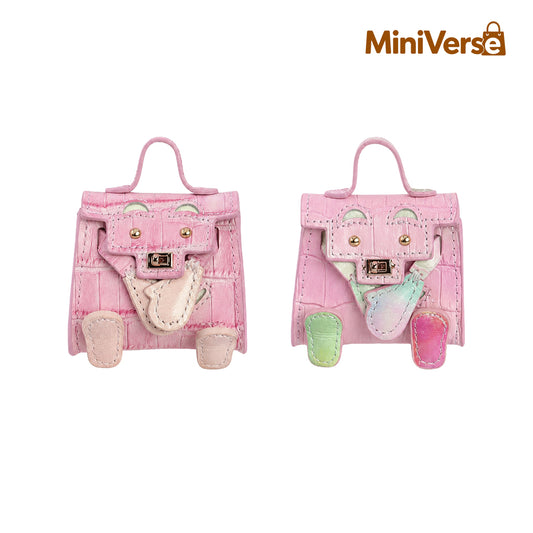 Mini Croc Embossed Leather Top Handle Bag Charm