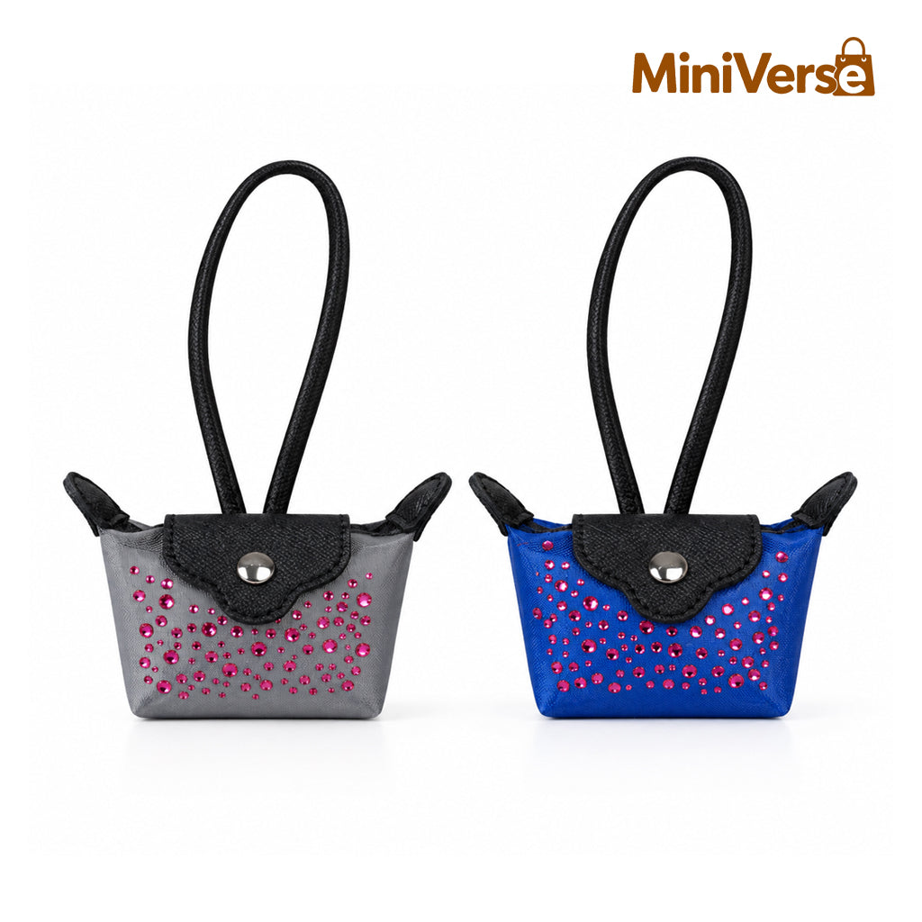 Rhinestone Mesh Mini Bag Charm with Top Handle