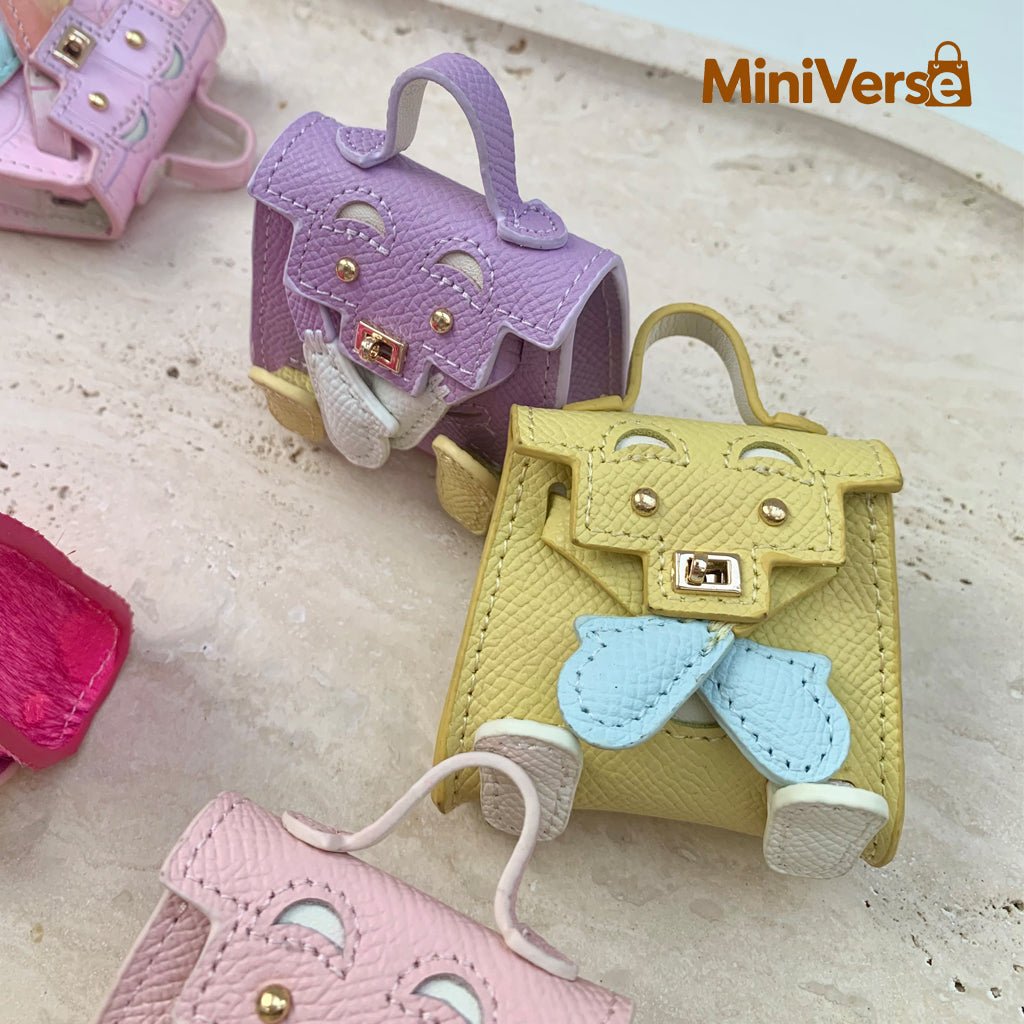 Mini Pebbled Leather Top Handle Bag Charm