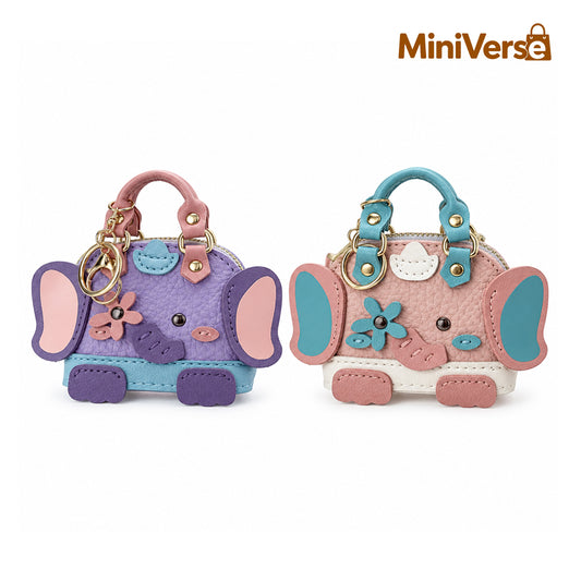 Mini Leather Elephant Bag Charm | Cute Animal Purse Charm for Handbags, Backpacks & Keys