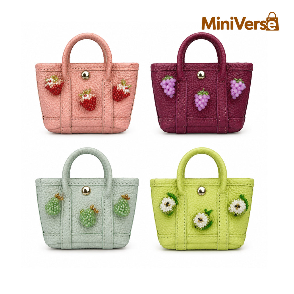 Fruit-themed beaded bag charm