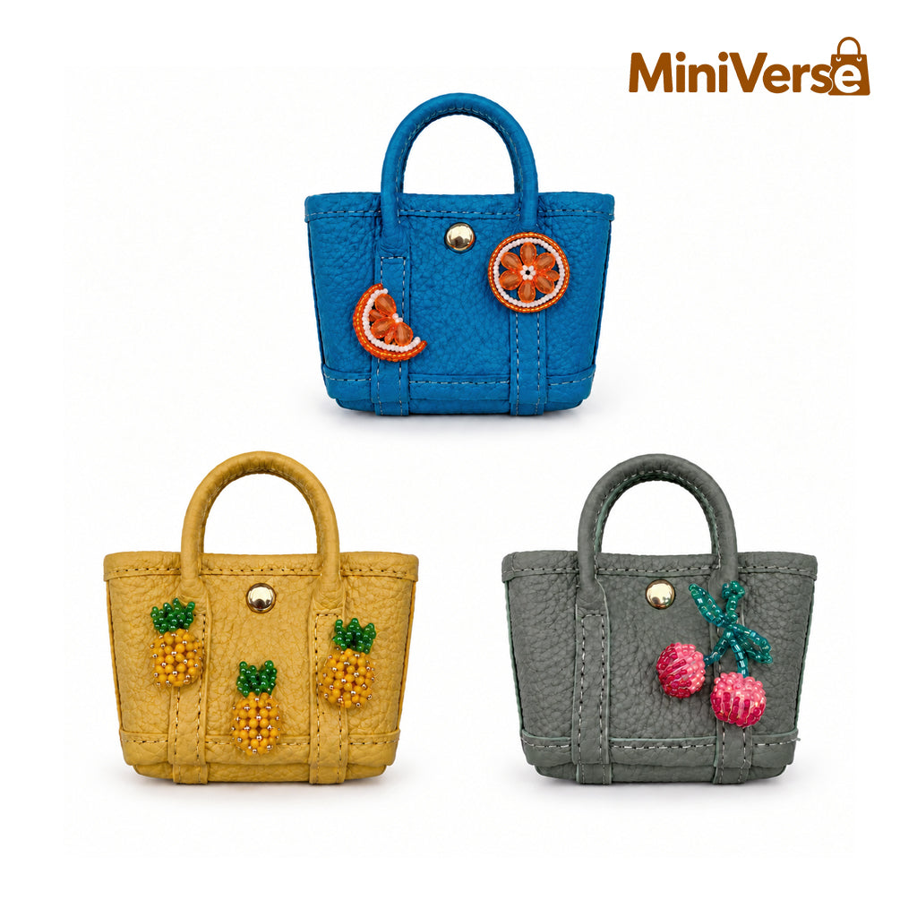 Fruit-themed beaded bag charm