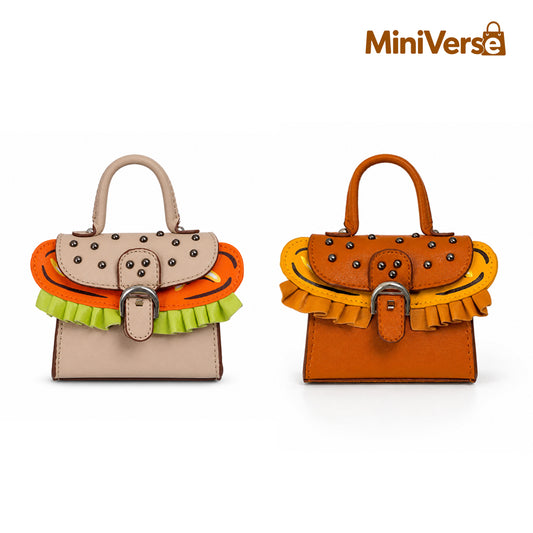 Mini Hamburger Leather Bag Charm