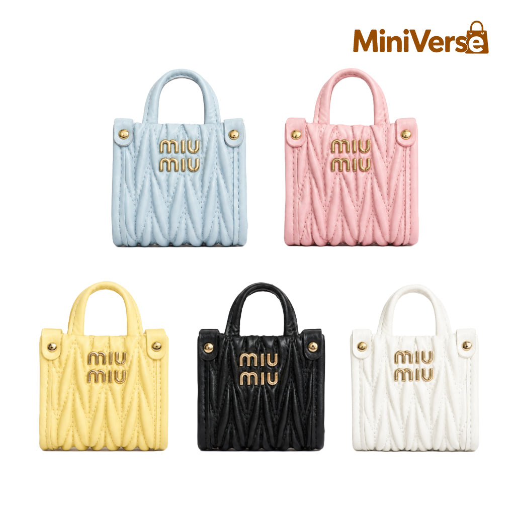 Mini Quilted Tote Bag Charm – Collectible Handbag Pendant