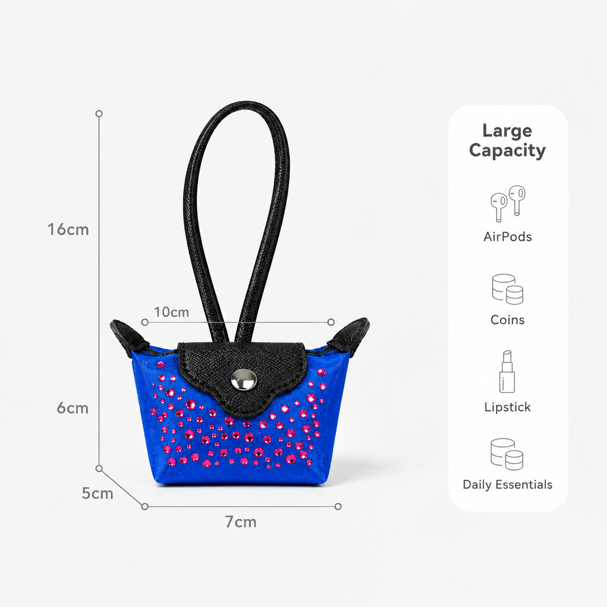 Rhinestone Mesh Mini Bag Charm with Top Handle