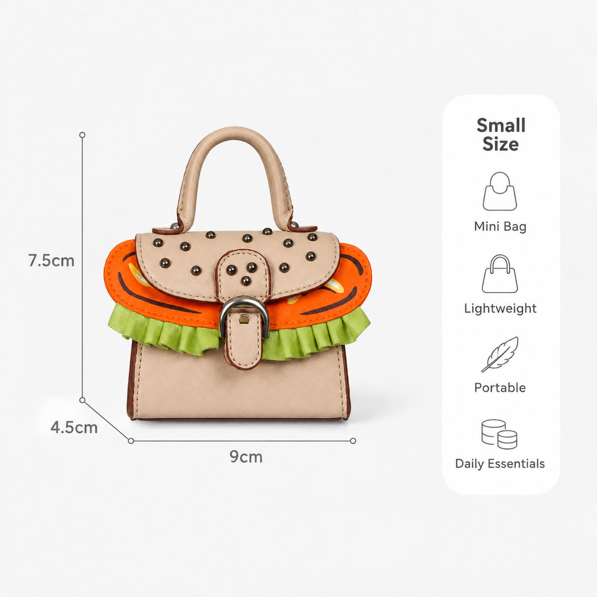 Mini Hamburger Leather Bag Charm